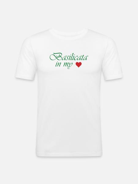 Basilicate dans mon cœur - T-shirt près du corps Homme - blanc