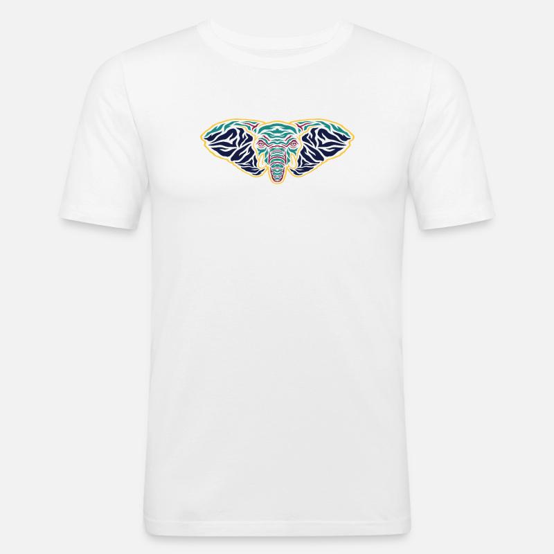 Psychedelischer Elefantenkopf - Männer Slim Fit T-Shirt - Weiß