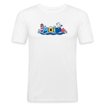 MOIN Seagull Phare Maritime Coloré - T-shirt près du corps Homme - blanc - Devant - Nik (191cm)