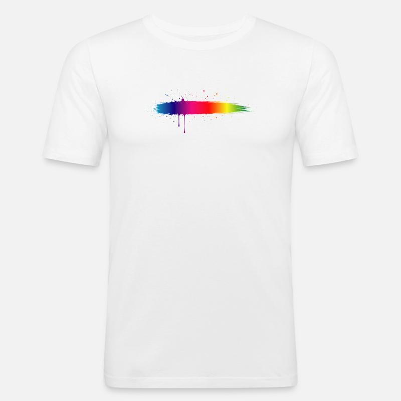 Rainbow Brush Stroke Gradient Splash - Men's Slim Fit T-Shirt - white