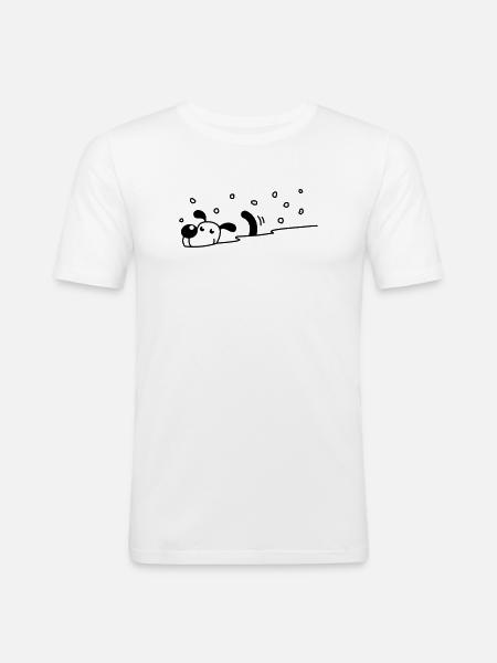 Cute dog in the snow - Men's Slim Fit T-Shirt - white