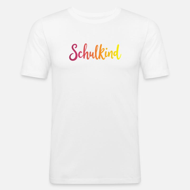 Schulkind Farbverlauf Rot-Gelb - Gradient Script - Männer Slim Fit T-Shirt - Weiß
