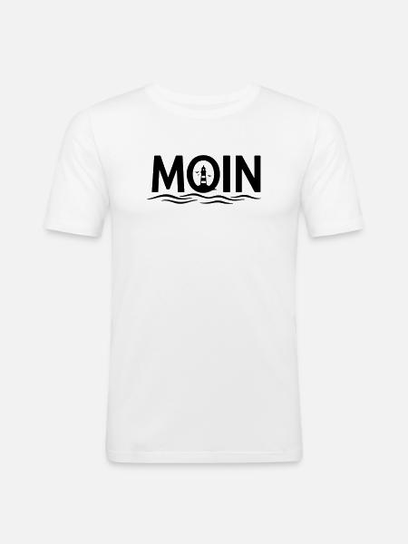 MOIN Leuchtturm – Maritimer Küstenlook - Männer Slim Fit T-Shirt - Weiß