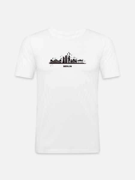 Skyline Bunt Berliner Stadtbild Berlin - Männer Slim Fit T-Shirt - Weiß