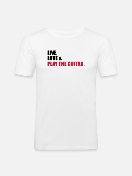 guitar - Men's Slim Fit T-Shirt - white