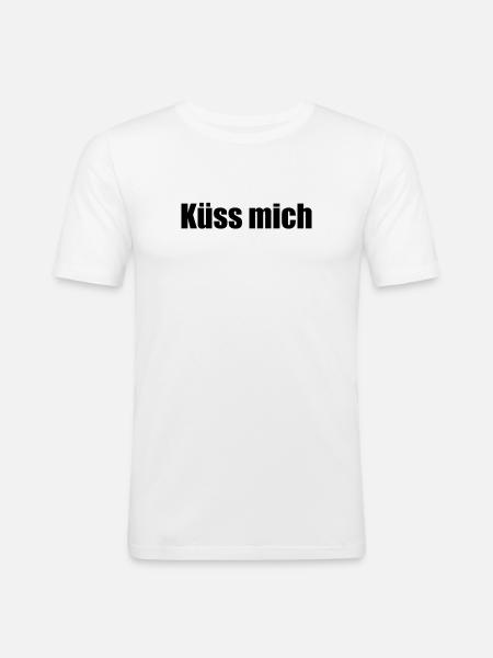 Küss mich - Männer Slim Fit T-Shirt - Weiß