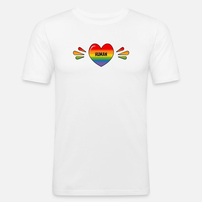 Regenbogen Schwuler Mensch - Männer Slim Fit T-Shirt - Weiß