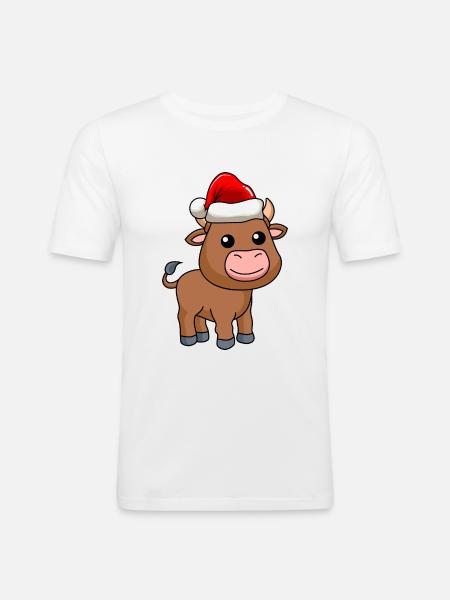 Taurus Comic Christmas - Men's Slim Fit T-Shirt - white