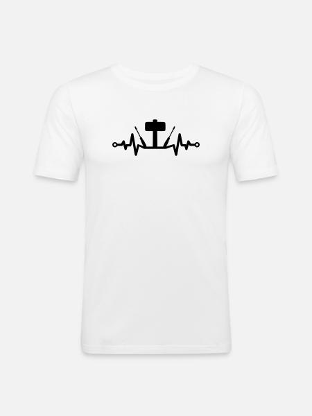 Tool Heartbeat – Hammer and Screwdriver - Men's Slim Fit T-Shirt - white