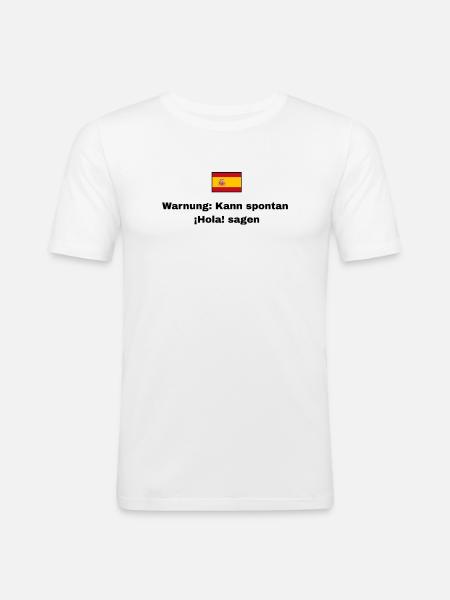 Spanien Flagge, Schwarze Schrift - Männer Slim Fit T-Shirt - Weiß