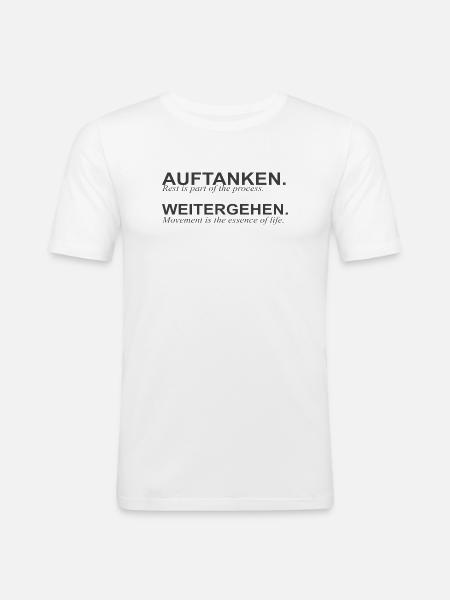 auftanken & weitergehen - rest & progress - Men's Slim Fit T-Shirt - white
