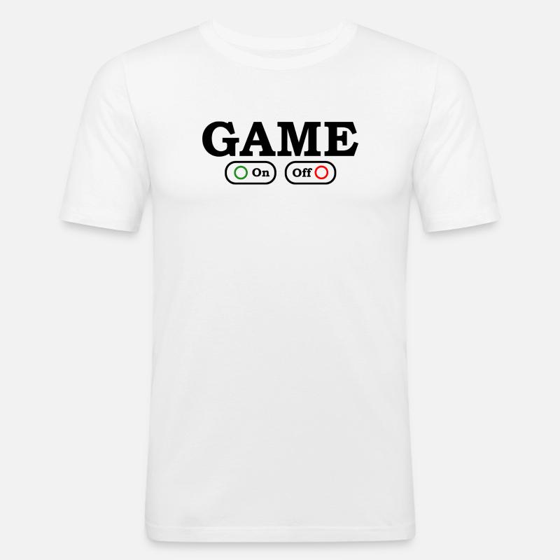 Spielmodus: Ein/Aus - Männer Slim Fit T-Shirt - Weiß
