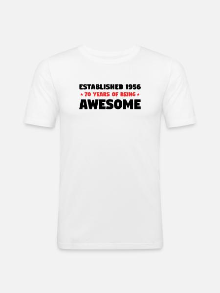 Established 1956 70 Years Awesome Birthday - Men's Slim Fit T-Shirt - white