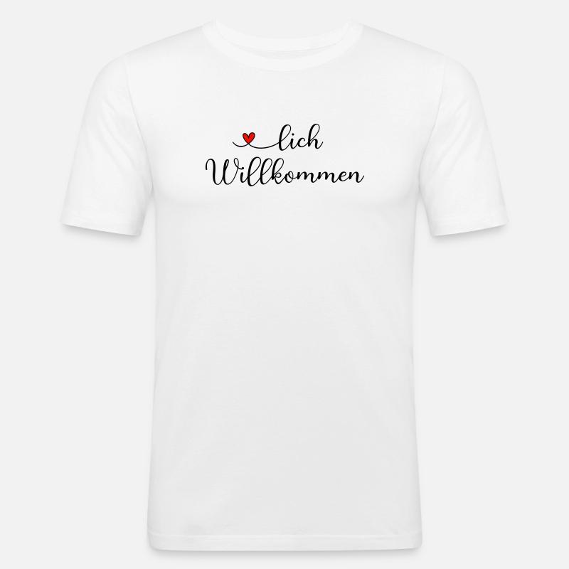 Herzlich Willkommen - Männer Slim Fit T-Shirt - Weiß