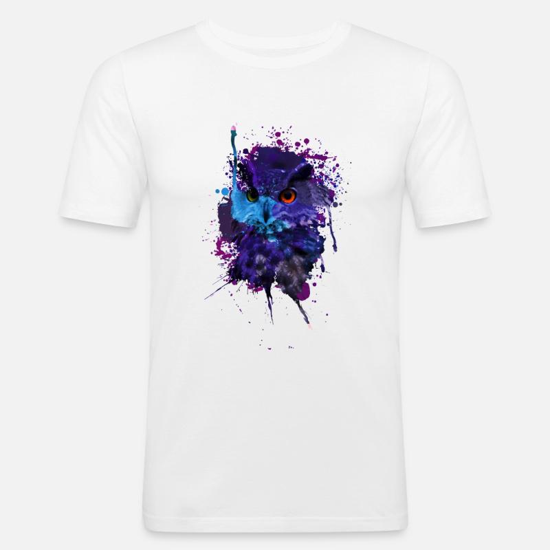 Eule - Männer Slim Fit T-Shirt - Weiß