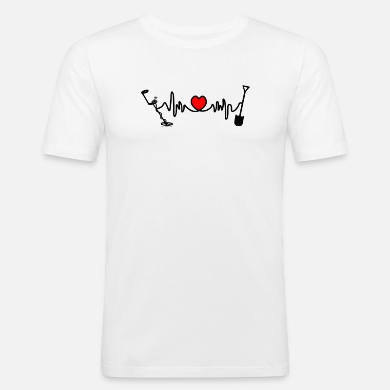 Metalldetektor-Logo mit Herzfrequenz - Männer Slim Fit T-Shirt - Weiß