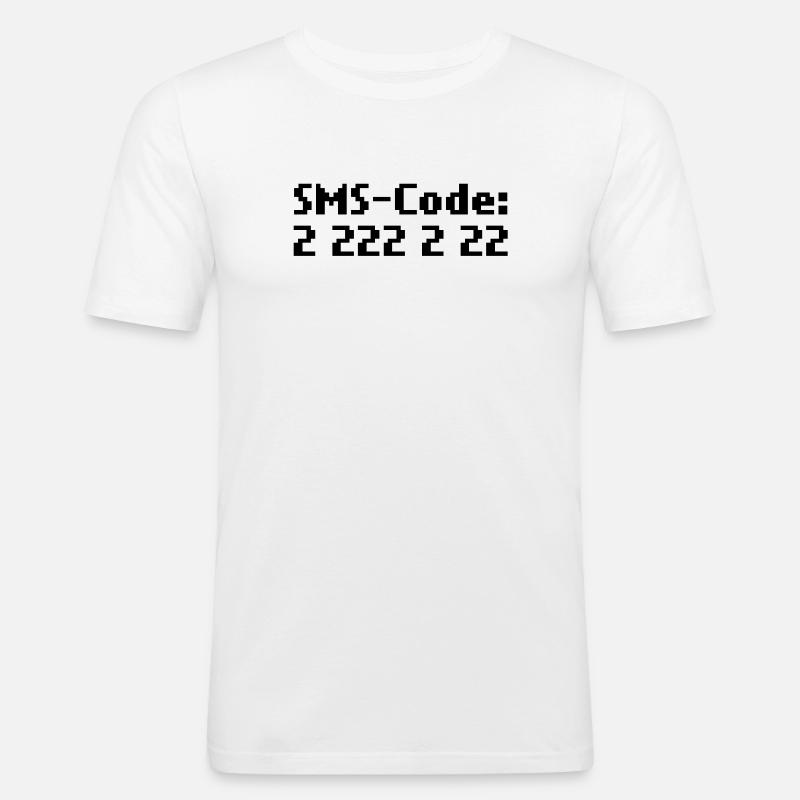 sms-code 2 222 2 22 - Männer Slim Fit T-Shirt - Weiß