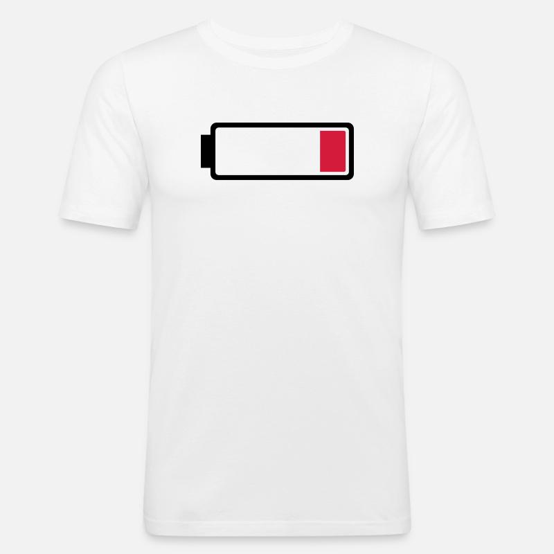 Batterie/Akku fast leer - Männer Slim Fit T-Shirt - Weiß