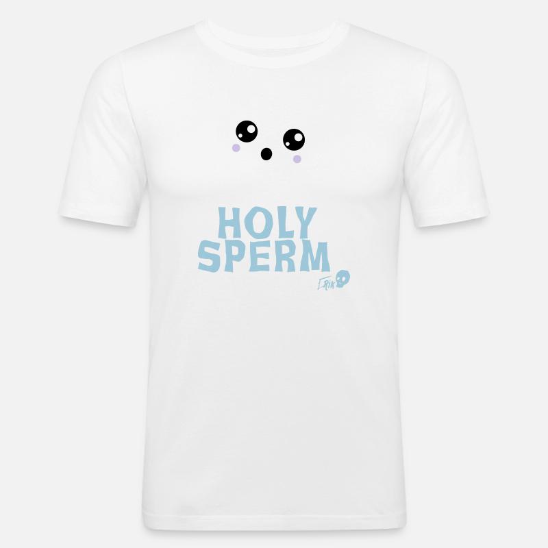 Holy Sperm - Männer Slim Fit T-Shirt - Weiß