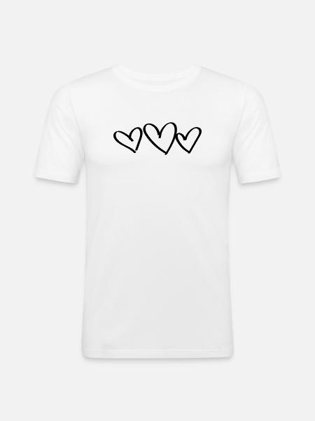 3 Herzen Liebe - Männer Slim Fit T-Shirt - Weiß