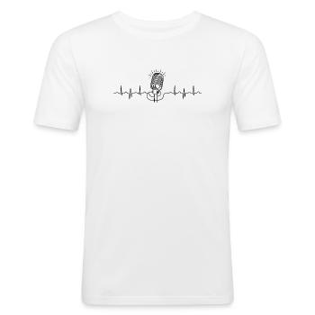 wave line microphone - Männer Slim Fit T-Shirt - Weiß - Vorne - Nik (191cm)