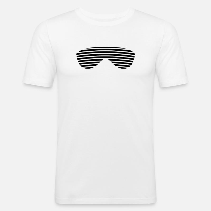 Brille schwarz gestreift - Männer Slim Fit T-Shirt - Weiß