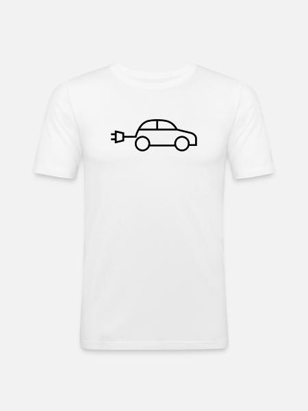 Elektroauto e-auto electric car - Männer Slim Fit T-Shirt - Weiß