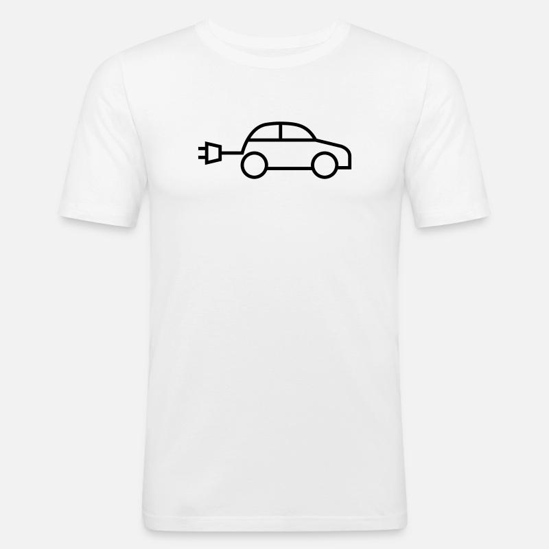 Elektroauto e-auto electric car - Männer Slim Fit T-Shirt - Weiß