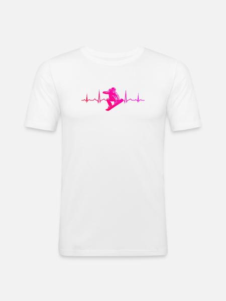 Klare Snowboard Botschaft - Männer Slim Fit T-Shirt - Weiß