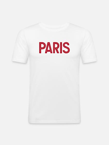 Paris Red Geometric Typography - Men's Slim Fit T-Shirt - white