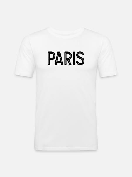 Paris Black Geometric Typography - Men's Slim Fit T-Shirt - white