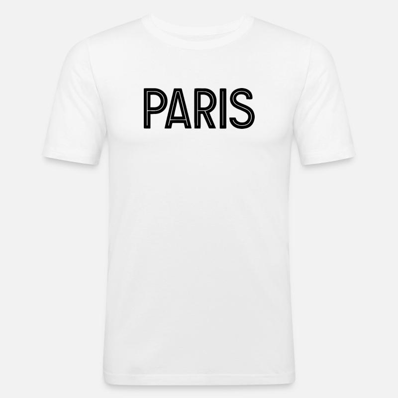 Paris Black Geometrische Typografie - Männer Slim Fit T-Shirt - Weiß