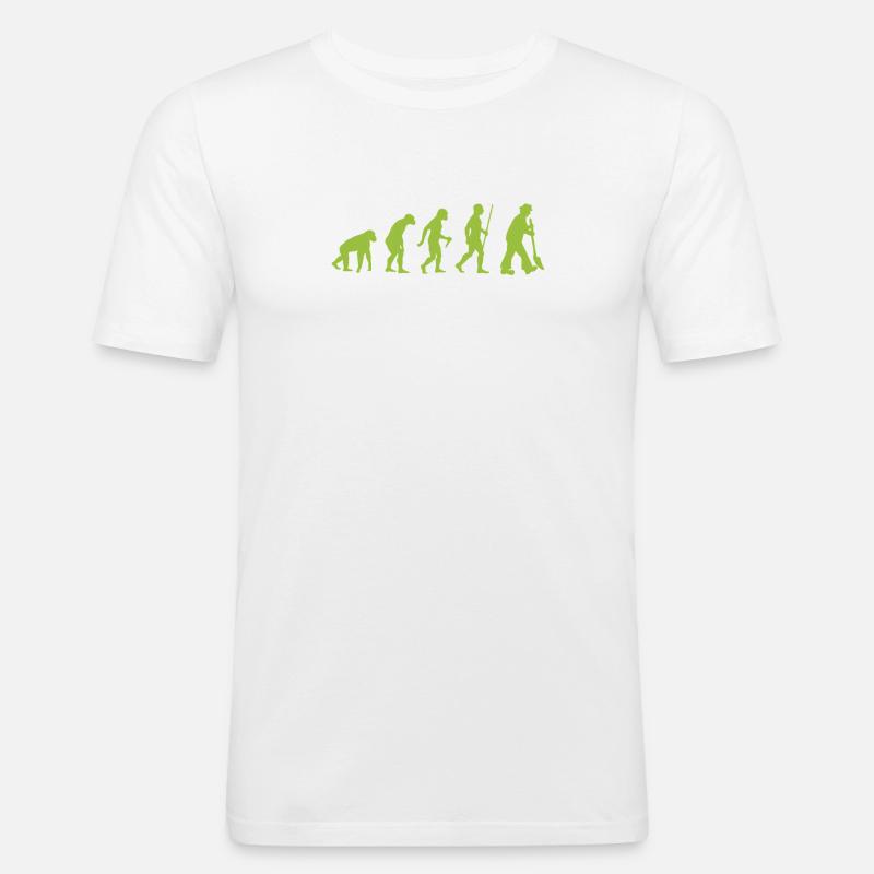 Evolution - vom Urmensch zum Gartenfreund - Männer Slim Fit T-Shirt - Weiß