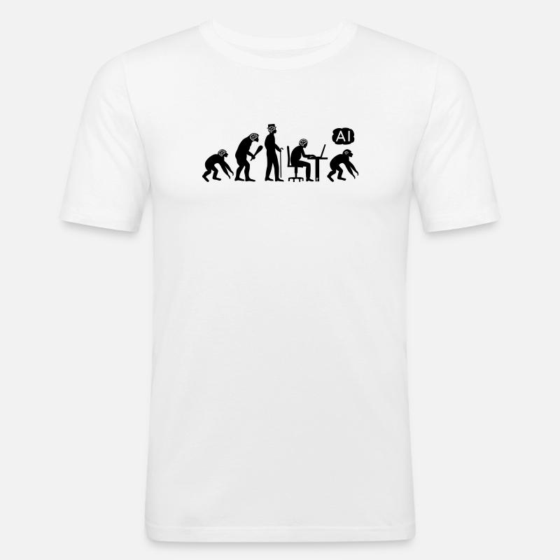AI-volution - Männer Slim Fit T-Shirt - Weiß