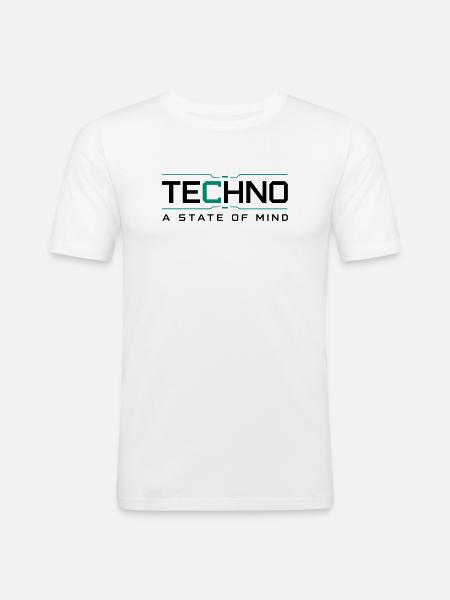Techno - A State of Mind - Men's Slim Fit T-Shirt - white