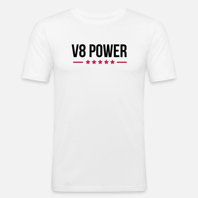 V8 Power - Männer Slim Fit T-Shirt - Weiß
