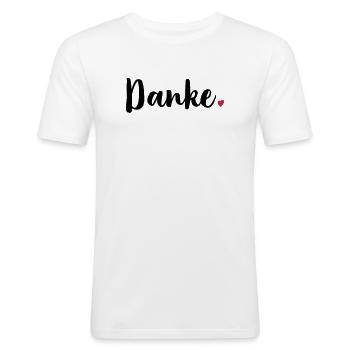 Danke Herz Geschenk Dankeschön - Männer Slim Fit T-Shirt - Weiß - Vorne - Nik (191cm)