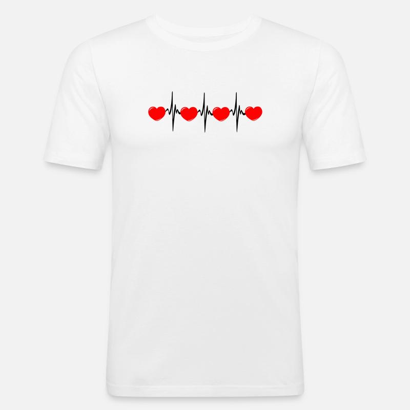 Herzfrequenz hartes rotes Cardio-EKG - Männer Slim Fit T-Shirt - Weiß