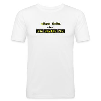 mixed emotions - Männer Slim Fit T-Shirt - Weiß - Vorne - Nik (191cm)