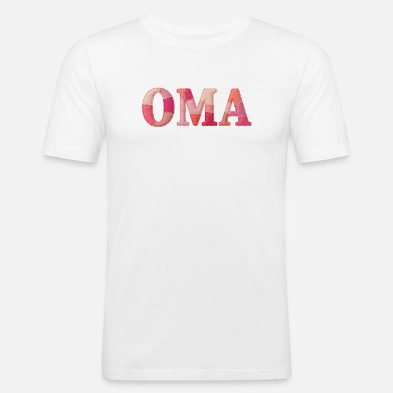 OMA Cozy Patchwork Statement Geschenk - Männer Slim Fit T-Shirt - Weiß
