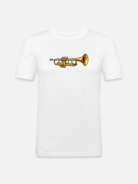 Gyllen trompet jazz-flair - Slim Fit T-skjorte for menn - hvit