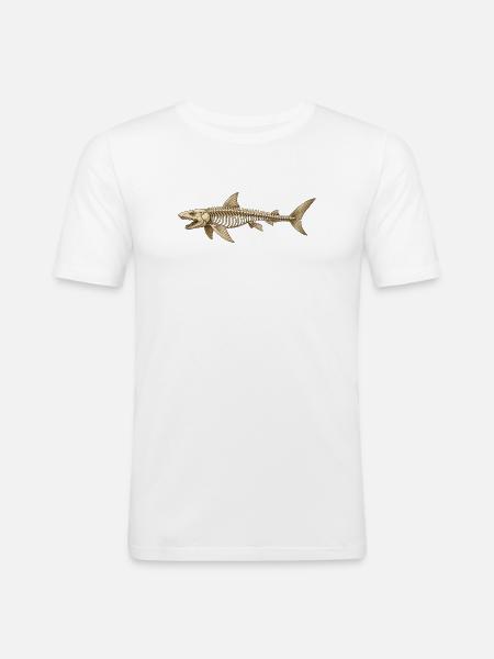 Angler Shark Skeleton Fossil Ocean Motif - Men's Slim Fit T-Shirt - white
