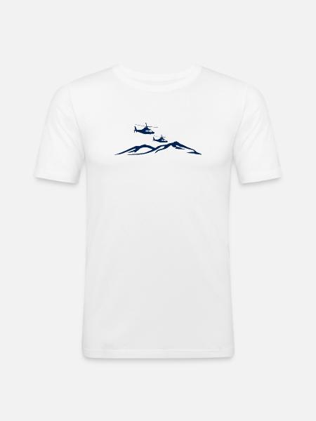 Helicopter Mountain Pilot - Men's Slim Fit T-Shirt - white