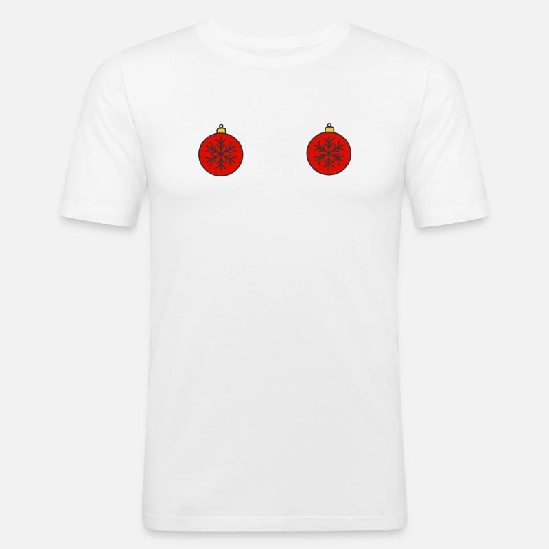 Weihnachtskugeln - Männer Slim Fit T-Shirt - Weiß