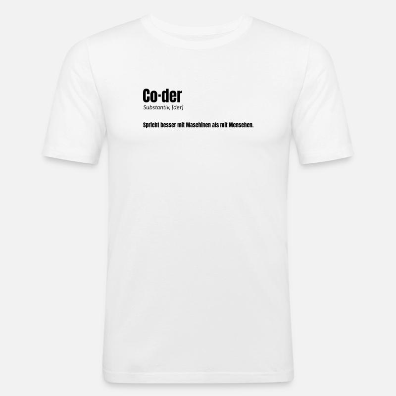 Coder - witziges Design für Entwickler - Männer Slim Fit T-Shirt - Weiß