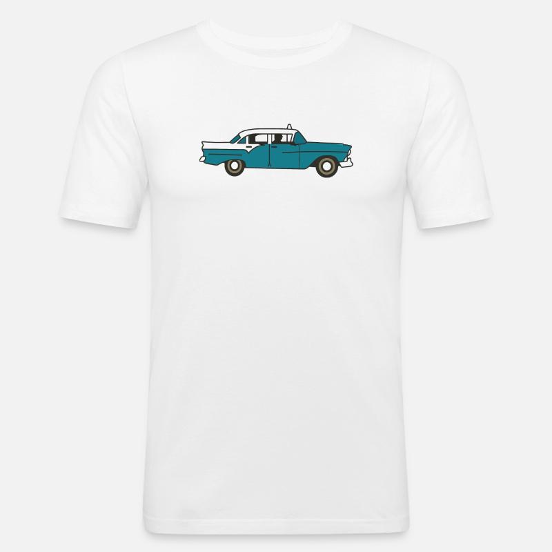 Kubanisches Oldtimer-Auto - Männer Slim Fit T-Shirt - Weiß