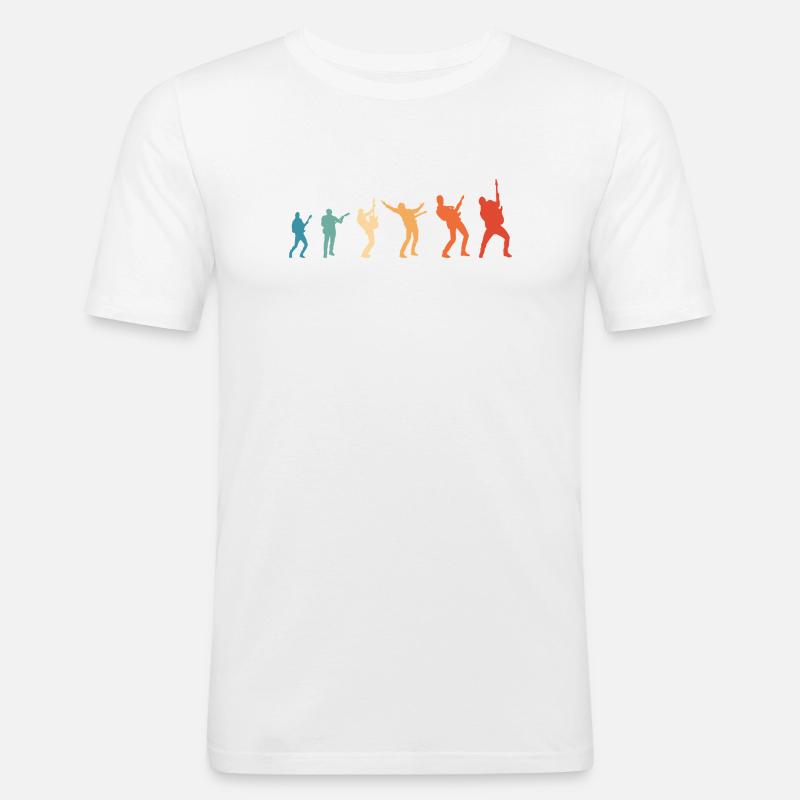 Evolution Rockmusik Rock Gitarrist - Männer Slim Fit T-Shirt - Weiß