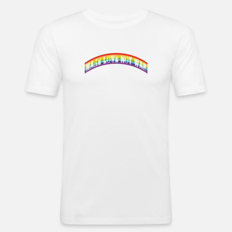 make love not war | rainbow flag - Männer Slim Fit T-Shirt - Weiß