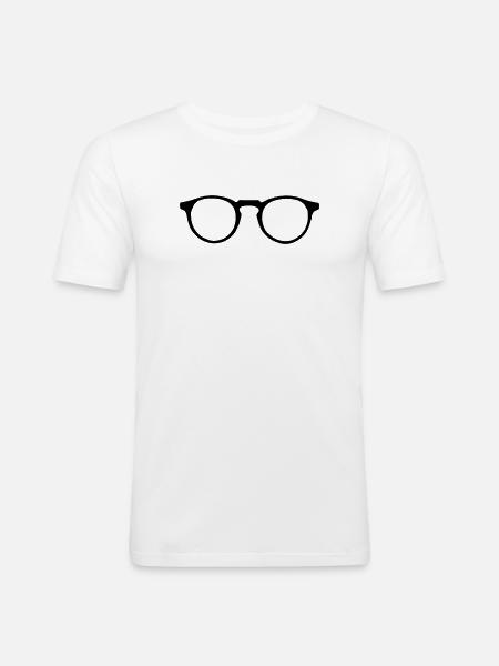 Brille - Männer Slim Fit T-Shirt - Weiß