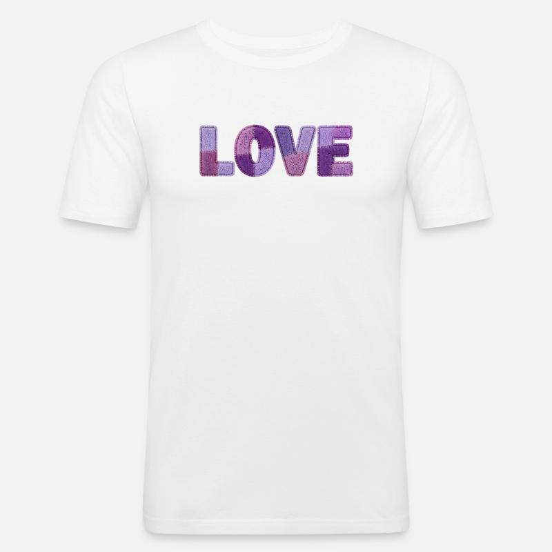 Patchwork Love – Trend Print - Männer Slim Fit T-Shirt - Weiß